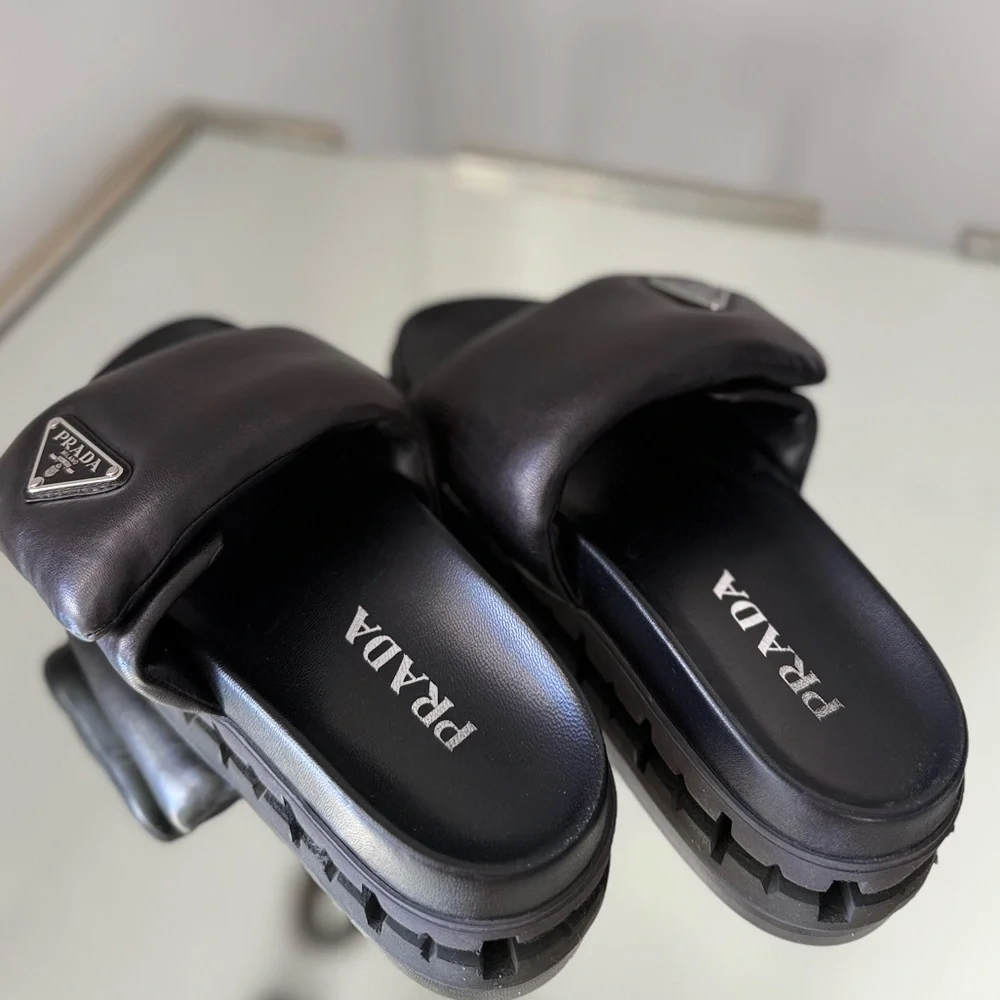 EUC Prada Soft Padded Nappa Leather Slides $1,020 36.5 - Picture 6 of 14
